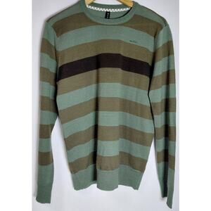 RVCA Striped Wool Blend Sweater Green Long Sleeve Knit Men Size M